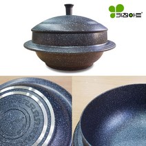 EZEN 키친아트 가마솥 양면마블 특수경질피막코팅 주물냄비, 24CM
