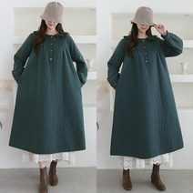 겨울 50-60-70대 할머니 엄마옷 선물 복고풍 윙카라넥 본딩 기모 패딩 빅사이즈 롱 원피스