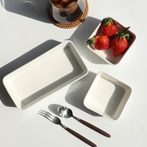 반디 도자기 찬기 2size, 1p, 정사각찬기