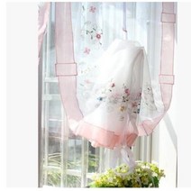 로만쉐이드 블라인드 그물 자수 암막커튼 프랑스어 로맨틱 스타일 화려한 꽃 핑크 가장자리 보일 커튼 홈 장식 높이 조절 로마