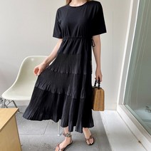여성 레타 스트랩 플리츠 캉캉 원피스