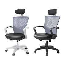 BMKC 메쉬의자 유니크 메쉬 시리즈 학생공부 사무실 컴퓨터 책상 의자, 옵션04 화이트 프레임 머리 받침형, 그레이 등판