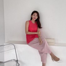 바보사랑 여자 플리츠 나시티 비비드 민소매 기본 티셔츠.옷자락(무료배송)