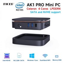 Ficep-AK1 Pro 미니 Pc 윈도우즈 11 프로 인텔 셀러론 N5105 DDR4 8GB 256GB SSD WIFI 10 게이머 컴퓨터 PK GK3 Minipc New, N5105 8G 128G, 미국, SATA and NVME