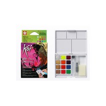 사쿠라 코이 워터칼라 메탈+형광 12색 세트/수채화물감/고체물감/휴대용