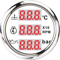 자동차온도게이지 보트 자동차 3 1 다기능 디지털 게이지 52mm RPM 연료 수위 온도 오일 프레스 전압계 지주 탱크 알람 미터, [10] White Silver