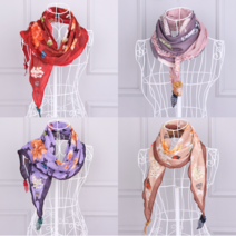 여성 가을패션 낙엽 면 나염 스카프 가을 겨울 중년 사은품 행사 목도리 머플러