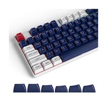 Taeeiancd PBT 키캡 - 사이드 프린트 세트 맞춤형 키캡을 통한 더블 샷 미니멀리스트 화이트 체리 프로파일 130키 안시 미국 레이아웃 60% 65% 95% 기계식 키보드, DKK-블루