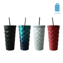 [COMELY] 코멜리 고급 스테인레스 보온보냉 빨대 텀블러 006 500ml, 딥블랙