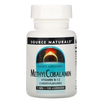 Source Naturals 메틸코발라민 비타민B12 체리 1mg 사탕 정제 120정