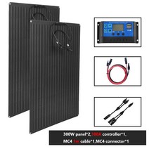 태양광인버터 아파트태양광 유연한 태양 전지 패널 고효율 휴대용 보조배터리 비상 충전 야외 태양 전지 가정 캠핑용 100A 300W 18V, 6.300W x 2 개 100A