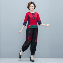 자칠 여성용 봄여름 7부소매세트 개량한복상하복