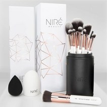 [정품] Niré Beauty 15피스 수상 경력에 빛나는 글리터 메이크업 브러시: 귀여운, White & Rose Gold