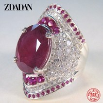 여성 은반지 여름 실버반지 커플 zdadan 925 스털링 실버 루비 반지 용 지르콘 손가락 반지 패션 보석 선물