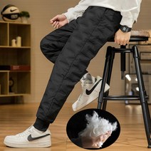발열 보온 오리털 덕다운 패딩 바지 남자 겨울 조거 팬츠