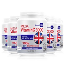 비욘드비타 메가 비타민C 3000 파인파우더 200g DSM 영국산 원료 수입완제품, 1kg(200g x 5통)
