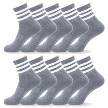 메가양말 로베르토 삼선 스포츠양말 중목 이중바닥 쿠션 국산고품질 10P, 그레이, 남성