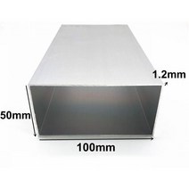 알루미늄각관 직사각형 알루미늄 튜브 프로파일 6063 사각 파이프 장식용 50x100mm 두께 1.2mm 2mm 3mm, thick 1.2mm, 50cm