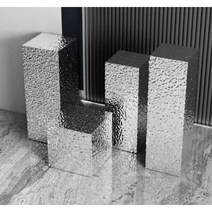 사각스툴 촬영소품 전시다이 디스플레이 박스 감성 인테리어, 6면 웨이브 피어 - 실버 (30x26x80cm)