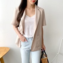 코지 롤링페이퍼 베이직 테일러드 린넨 반팔 자켓