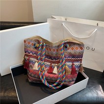 여성숄더백 에스닉 태슬 장식 인디언풍 캔버스 3컬러 독특한 가방