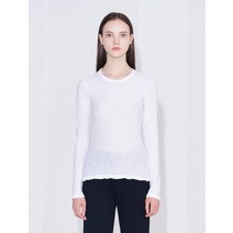 James Perse Women Sheer Slub Long 슬리브 크루 화이트