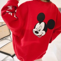 사니유니 윙크미키맨투맨 기모 루즈핏 박시핏 빅사이즈 남여공용 크리스마스 선물