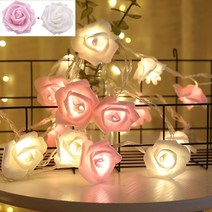 크리스마스 led 조명 LED Rose Flower String Lights Fairy Artificial Bouquet Garland for Valentine's Day, 01 1.5M 10leds Battery, 02 Pink and White Rose
