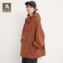 ANYOU빈티지 후드 점퍼 남녀 루즈핏 봄 가을 트렌드 바람막이 ins잇템 집업 아노락