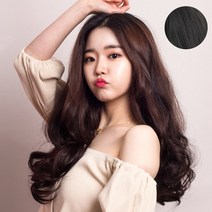 가발위드 투컬러 웨이브 붙임머리 헤어피스 가발 10cm, (단색)네추럴블랙60cm, 1개