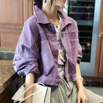 마마제이 가을 루즈핏 보라 데님 청 자켓 박시한 캐주얼 간절기 중년여성옷