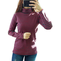 퀸하우스 스트라이프 폴라 긴팔티