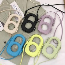 동글 펀칭 숄더백 스마트폰 휴대폰 가방 크로스 미니 백 유니크 여성 핸드폰 수납 파우치 목걸이줄 스트랩, 그린 WC600