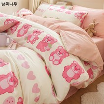 캐릭터 순면 침대 4종 세트 100 면 이불 커버 시트 사계절 공용 싱글 학생 기숙사 3종 세트 4