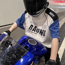 힙합 팀복 박시 티셔츠 오토바이 레이싱 루즈핏 유럽과 미국의 조수 브랜드 슈트 반팔 남성 여름 미국 하이 스트리트 바이브 7반 소매 하이엔드