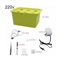수직농장 가정용스마트팜 수경재배기 수경재배키트 1 세트 110V 220V 식물 사이트 수경 시스템 키트 6 구멍 보육 냄비 흙이없는 재배 상자 묘목 성장, Green 220V
