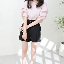 [피팅상품] 0025bl 러블리 여리 여성 뒷단추 3단 퍼프 소매 벌룬 블라우스
