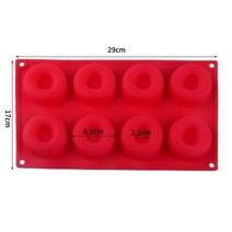 초콜릿 몰드 실리콘 도넛 몰드 과자 빵 케이크 비 스틱 베이킹 DIY 트레이 디저트 만들기 도구, 8 Hole-Red