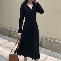 편안한 77 88 빅사이즈 원피스 스프링 66 니트 원피스 골지 프릴 플레어 라인 데일리 오피스룩 미니 하객 상견례 봄원피스 스퀘어넥