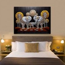 쇼핑아트 코끼리가족벽걸이액자(대) (4) 액자, 1개