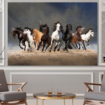 승진운 출세운 팔마도 말그림 야생마 동물 사진 그림 캔버스 거실 현관 풍수 인테리어 액자, 08번 달성의 팔마도, 올리브골드