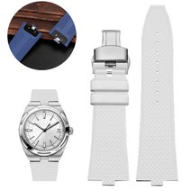 FKM Fluorine Rubber Watchband For VC vacheron constantin 4500V 7900 Watch strap Convex Mouth 7mm wri, 08 white  silver_01 7mm