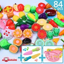 플레이맥스 노래하고 말하는 과일자르기 칼세트 총84종 대형바구니포함 주방놀이 싹뚝썰기, 바구니|핑크|/멜로디칼|그린|