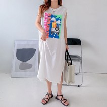 퍼니걸스 5321 형광 네온 프린팅 나시 롱 원피스 여성의류