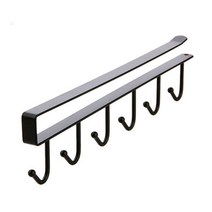 컵홀더 철 6 후크 보관 선반 옷장 금속 언더 머그컵 욕실 주방 걸이 랙 홀더, 없음, 2.1pcs Black