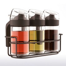 오일 소스 원형 유리병 250ml 3p 거치대 1p 세트 유리병 시럽 보관 유리용기 카페 바용품 오일병 오일통, 본품