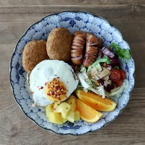 오반자이 복국화 꽃모양 브런치 깊은 접시 24cm, 복국화깊은접시24cm[1p]