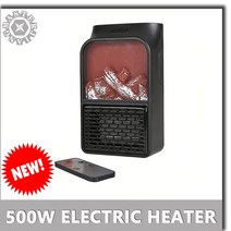 벽난로 불멍 미니 전기 히터 500W 220V 50Hz 통나무 불꽃 효과 따뜻한 공기 히터 팬 원격 제어 전기, UK plug