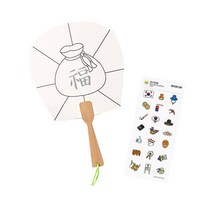 어린이 부채만들기 평부채 입문형 diy, 평부채 입문형(복주머니)＋스티커증정
