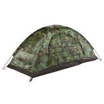밀리터리텐트 군용텐트 미군 야외 2인 캠핑 텐트 200 x 130 110cm PU1000mm 폴리에스테르 단층 휴대용 위장 등산, 1 person, CHINA